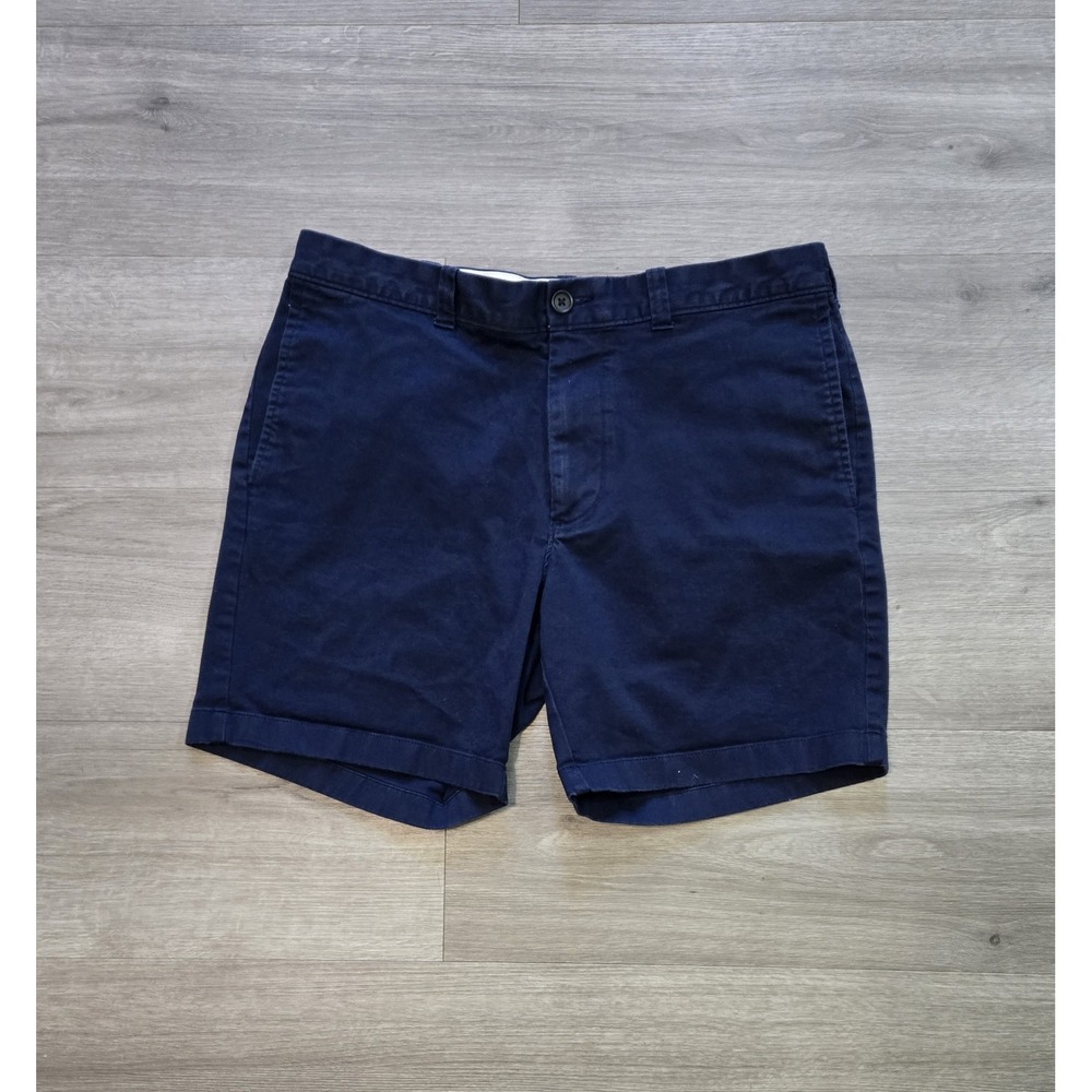 J Crew Factory Flex Chino Shorts Mens Size 34 Navy Blue Cotton Blend 7in Inseam